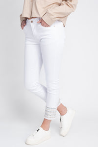 High Waisted Jeans With Decorated Ankles